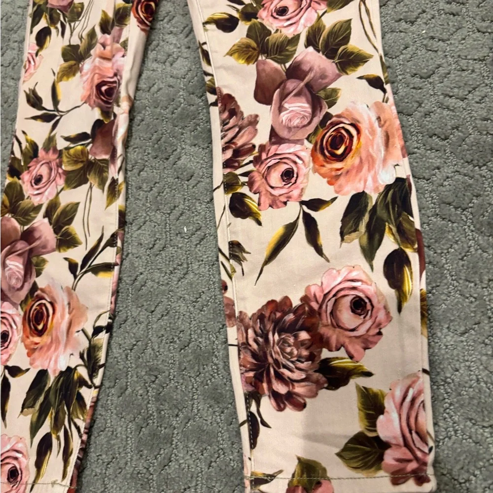 L'AGENCE Cream/Pink Floral Margot High Rise Skinny Ankle Jean Sz 28 EUC - Picture 5 of 11